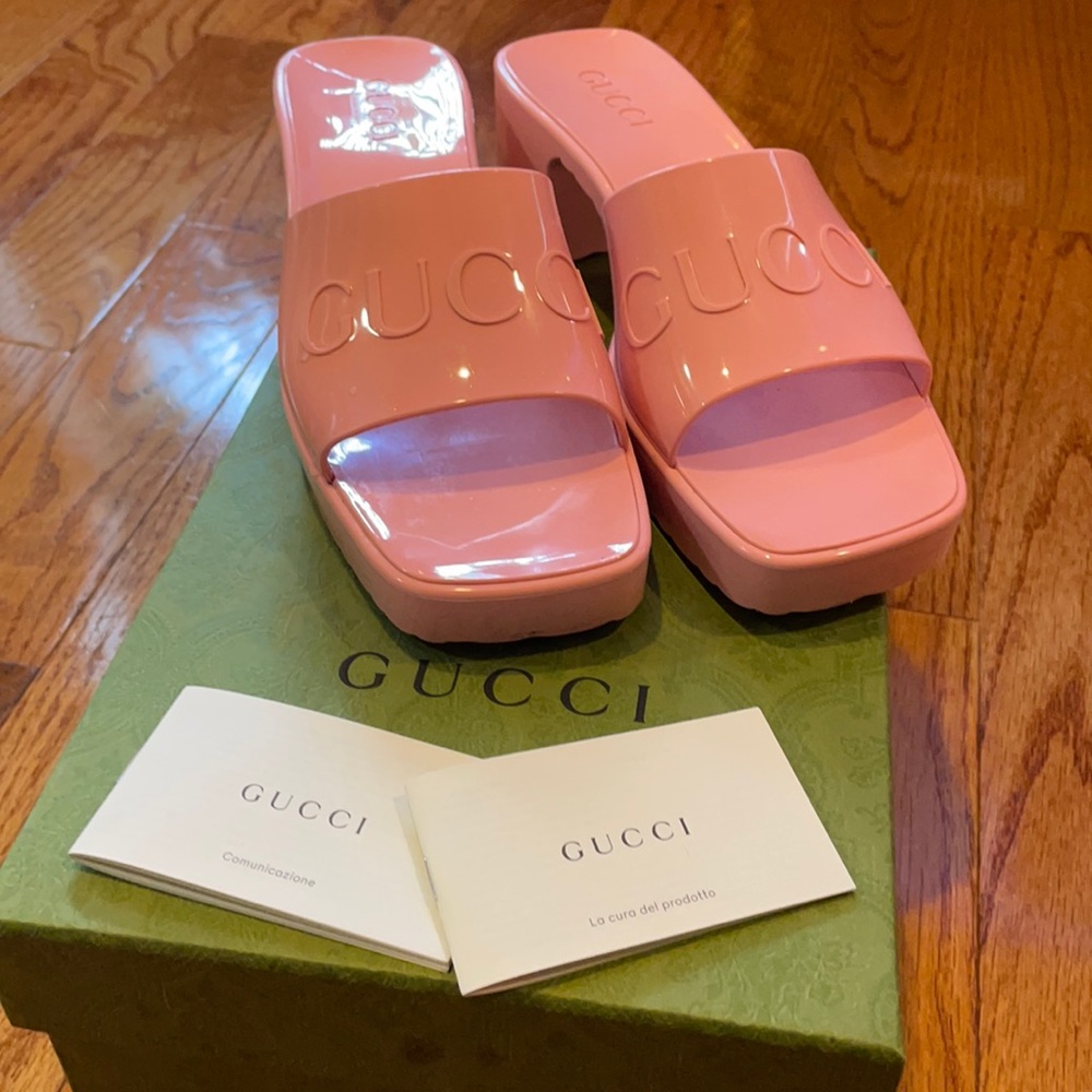Gucci Pink Rubber Slides